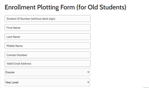 Student re-enrollment system screen