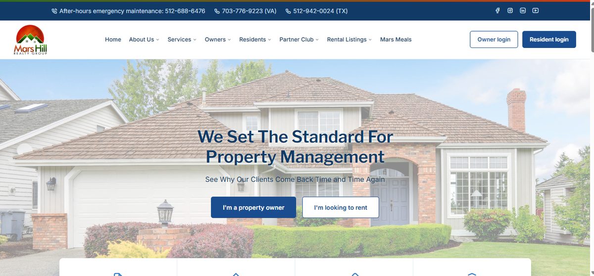 Mars Hill Realty Group website homepage