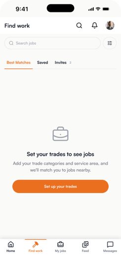 Trades Marketplace Platform mobile find work screen